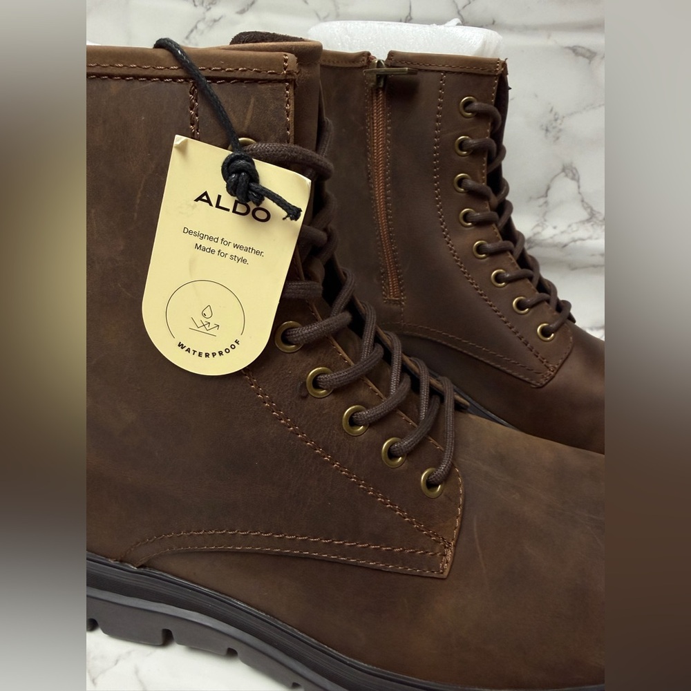Aldo Dark Brown Men's Lace-Up Boots - Picture 3 of 10